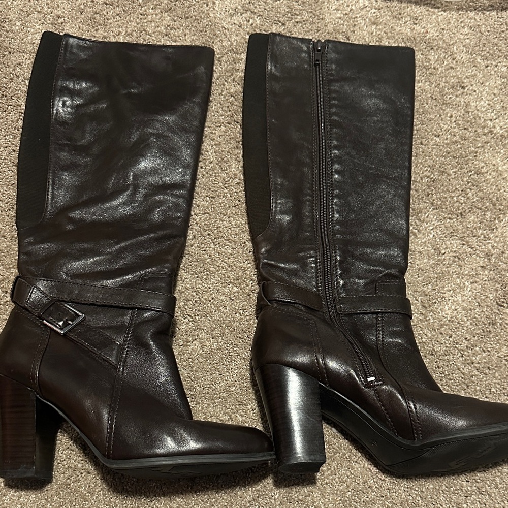 Marc Fisher Brown Leather Knee-High Boots